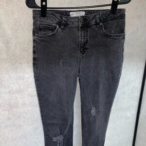 Free People Fray Raw Hem Skinny Jeans Womens 28 Black Mid Rise Denim